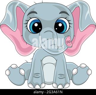 Cartoon carino baby elephant seduta Illustrazione Vettoriale