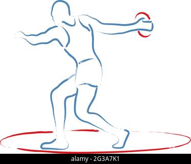 Illustrazione vettoriale stilizzata con lancio discus Illustrazione Vettoriale