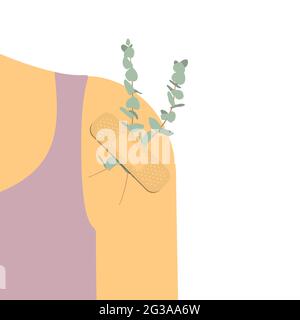 Stucco con fiori su una spalla umana. Illustrazione Vettoriale