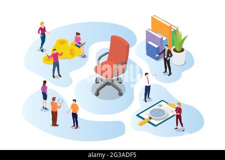concetto di gestione del reclutamento delle risorse umane con un'illustrazione vettoriale di stile piatto e moderno Foto Stock
