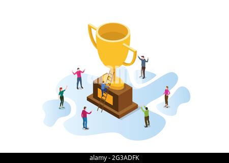 vincete insieme nel concetto aziendale con la moderna illustrazione vettoriale in stile piatto isometrico Foto Stock