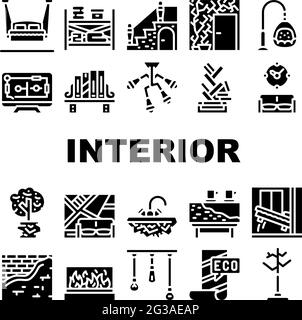 Interior Style Design Collection icone Set Vector Illustrazione Vettoriale