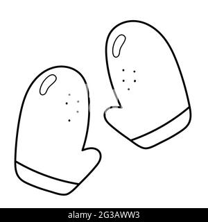 Mittens per un inverno freddo. Mittens dei bambini. Illustrazione vettoriale in stile doodle. Illustrazione Vettoriale