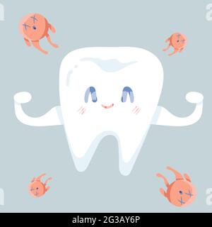 Dente forte e sano. Il dente è protetto da batteri Illustrazione Vettoriale