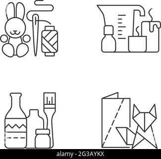 Set di icone lineari di artigianato alla moda Illustrazione Vettoriale