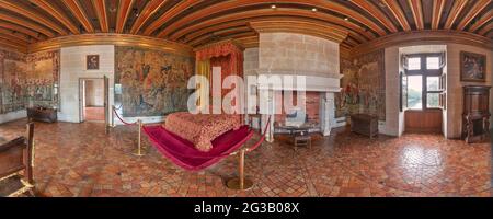 FRANCIA - VALLE DELLA LOIRA - INDRE ET LOIRE (37) - CASTELLO DI CHENONCEAU : CAMERA DI GABRIELLE D'ESTREES (1573 - 1599), FAVORITO E GRANDE AMORE DEL RE HE Foto Stock