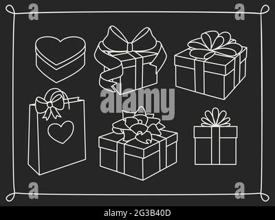 Doodle Set di scatole regalo Illustrazione Vettoriale