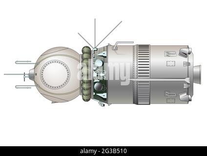 Vostok - ultimo stadio a razzo con capsula Illustrazione Vettoriale