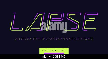 Insieme di lettere maiuscole lineari vettoriali, alfabeto, carattere, tipografia Illustrazione Vettoriale