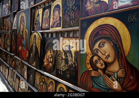 Icone ortodosse cristiane, a Sophia, Bulgaria Foto Stock