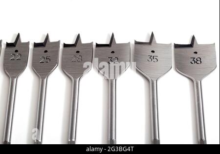 Un set di punte per penna in metallo per legno e metallo. Attrezzatura Foto Stock