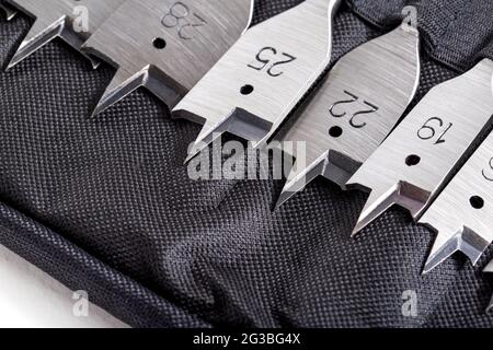 Un set di punte per penna in metallo per legno e metallo. Attrezzatura Foto Stock