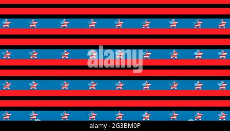 Composizione di stelle di bandiera americane su blu con strisce rosse Foto Stock