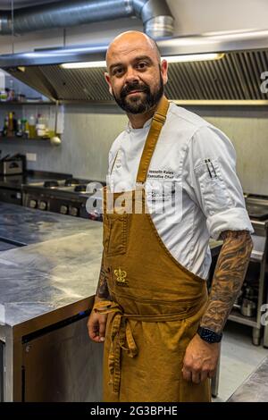 Chef Vesselin Kalev presso Zornitza Family Estate Relais & Châteaux, Sandanski, Bulgaria Foto Stock