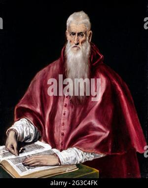 San Girolamo come Scholar di El Greco (1541-1614), olio su tela, 1610 Foto Stock