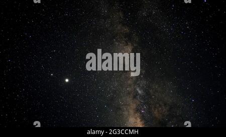 Saturno, Sagittario e Via Lattea Foto Stock