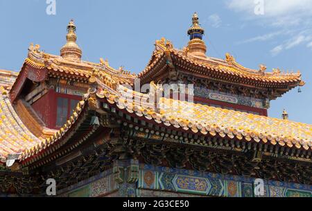 TEMPIO LAMA, PECHINO, CINA, 28 LUGLIO 2013 - Tempio lama di Yonghegong - il Tempio lama è uno dei più grandi e importanti moti buddisti tibetani Foto Stock