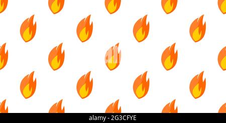 Sequenza di icone fuoco o fiamma senza cuciture, si ripete in verticale e in orizzontale Illustrazione Vettoriale