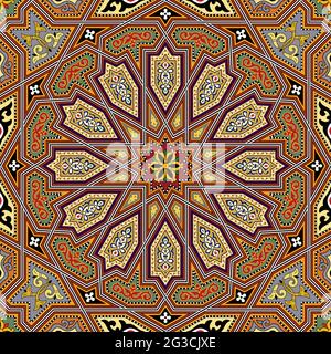 Design Islamico tradizionale, modello senza giunture, illustrazione vettoriale Islamic Mosaic Design, carta da parati senza giunture Illustrazione Vettoriale