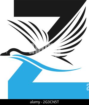 Lettera Z con icona duck disegno grafico vettore Illustrazione Vettoriale