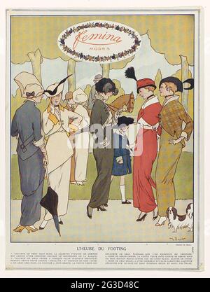F mina modalit ca. 1914 L Heure du Footing . Cinque donne