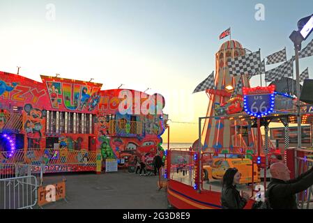 Fiera di Hunstanton, zona fieristica, fiera, divertimenti, Pleasure Beach, Norfolk, Inghilterra, Regno Unito Foto Stock