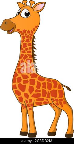 Cartoon illustrazione di una giraffa amichevole Foto Stock