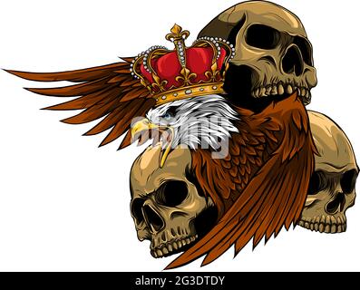 Illustrazione vettoriale di re Eagle e Skulls Illustrazione Vettoriale