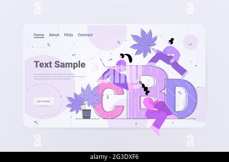 le persone che usano l'olio di canapa del cbd estratto dal concetto di consumo di droga dell'industria farmaceutica delle piante di cannabis Illustrazione Vettoriale