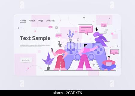 persone che usano il controller wireless gamepad gioco e-sport gioco di piacere concetto di settore Illustrazione Vettoriale