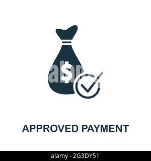 Icona pagamento approvato. Semplice elemento creativo. Icona di pagamento approvato monocromatico compilata per modelli, infografiche e banner Illustrazione Vettoriale