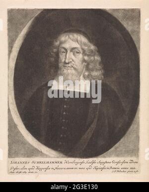 Ritratto di Johannes Schelhammer. Ritratto dello scrittore e teologo Johannes Schelhammer, all'età di 71 anni. Indossa un colletto piatto. Nel nome, età e titoli del margine in latino. Foto Stock