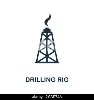 Icona perforazione. Elemento semplice monocromatico della collezione dell'industria petrolifera. Icona Creative Drilling Rig per web design, modelli, infografiche e altro ancora Illustrazione Vettoriale