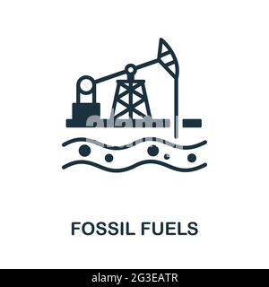 Icona combustibili fossili. Elemento semplice monocromatico della collezione dell'industria petrolifera. Creative Fossil alimenta icona per web design, modelli, infografiche e altro ancora Illustrazione Vettoriale