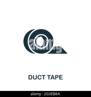 Icona del nastro del condotto. Elemento semplice monocromatico dalla raccolta di imballaggi. Icona Creative Duct Tape per web design, modelli, infografiche e altro ancora Illustrazione Vettoriale