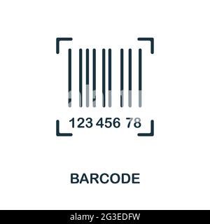 Icona del codice a barre. Elemento semplice monocromatico dalla raccolta di imballaggi. Icona del codice a barre creativo per il web design, modelli, infografiche e altro ancora Illustrazione Vettoriale