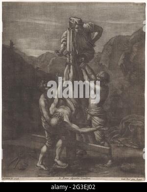 Tortura morte da Petrus sulla croce; S. Petrus Apostolus Crucifixus .. Petrus è crocifisso con la testa. Foto Stock