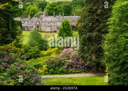 Dawyck House e Giardini Botanici a Stobo vicino Peebles nei confini scozzesi Foto Stock