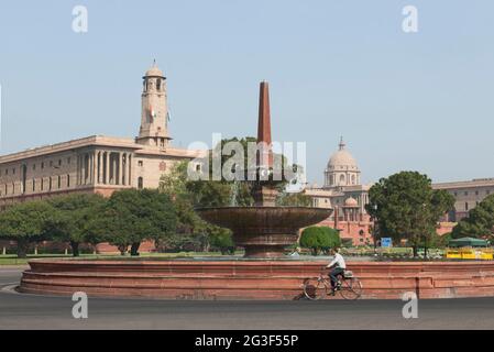 Segretariato centrale e tenuta del presidente, Nuova Delhi, India Foto Stock