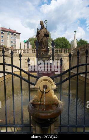 Stagno con la statua di San Stanislao a Cracovia Foto Stock