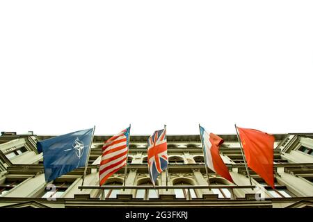 Checkpoint Charly, Berlino, Germania Foto Stock