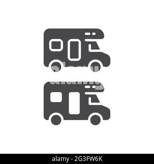 Icona vettore nero camper. Simbolo glifo semplice. Illustrazione Vettoriale