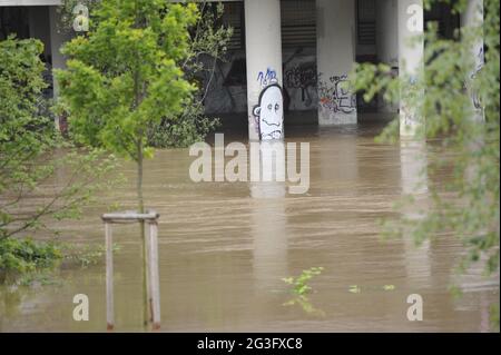 Una catastrofe naturale di inondazioni in Hannover Foto Stock