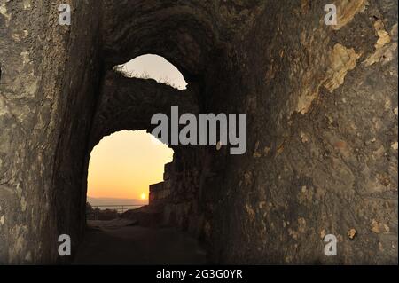 Tramonto nel castello di Regenstein Foto Stock