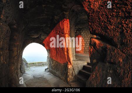 Tramonto nel castello di Regenstein Foto Stock