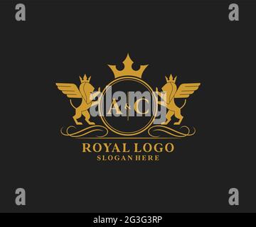 AC Letter Lion Royal Luxury Heraldic, Crest Logo template in arte vettoriale per Ristorante, Royalty, Boutique, Cafe, Hotel, Araldica, Gioielli, Moda e. Illustrazione Vettoriale