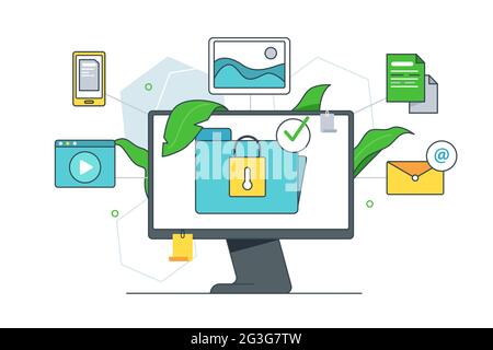 Accesso sicuro al documento di archivio Illustrazione Vettoriale