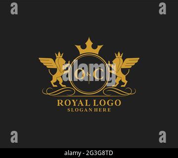 OC Letter Lion Royal Luxury Heraldic, Crest Logo template in arte vettoriale per Ristorante, Royalty, Boutique, Cafe, Hotel, Araldica, Gioielli, Moda e. Illustrazione Vettoriale