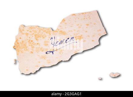 Vecchia carta con scrittura a mano - Yemen Foto Stock