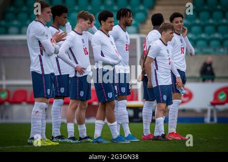 Cardiff, Galles 29 marzo 2021. Under 18's International friendly match tra Galles e Inghilterra, giocato all'International Sports Stadium di Cardiff. Foto Stock